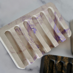 Purple Marbled Concrete Soap Dish