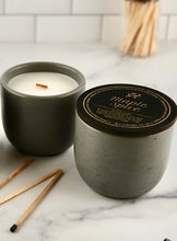 Load image into Gallery viewer, Maple Spice Concrete Candle in slate colored vessel