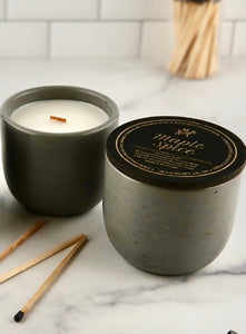 Maple Spice Concrete Candle in slate colored vessel