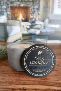 Cozy Campfire Concrete Candle in slate jar