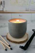 Load image into Gallery viewer, Wooden Wick Candle in Concrete Vessel