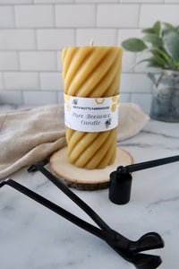 Pure Beeswax Twisted Pillar Candle - 14 oz