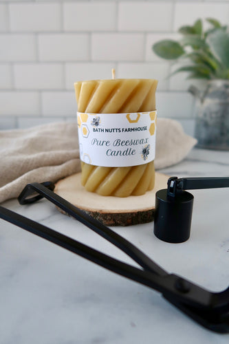 Pure Beeswax Twisted Pillar Candle - 8 oz