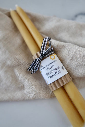 Pair of Pure Beeswax Taper Candles