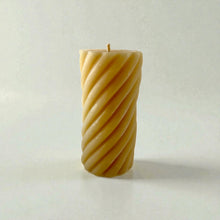 Load image into Gallery viewer, pure beeswax candle, twisted pillar on white background